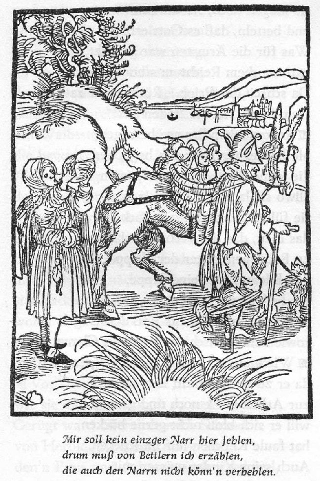 Sebastian Brant - Narrenschiff, Illustration des Kapitels über Bettler - Quelle: Wikimedia